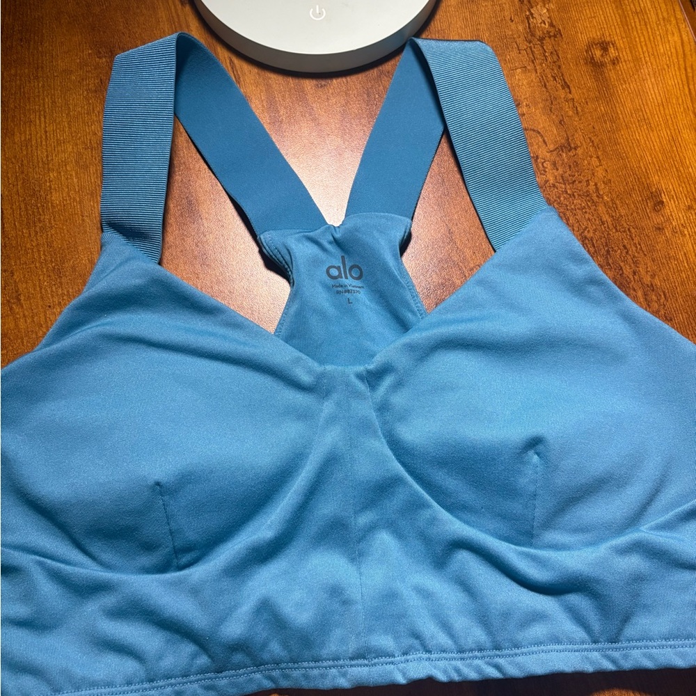 ALO Yoga Ocean Blue/Teal-ish Sports Bra